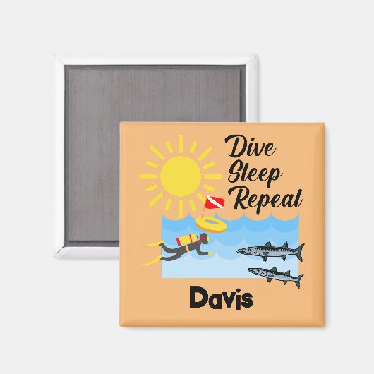 Dive Sleep Herhalingsontwerp - Square Magnet (Voorkant / Achterkant)