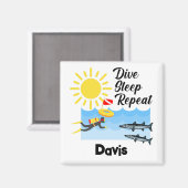 Dive Sleep Herhalingsontwerp - Square Magnet (Voorkant / Achterkant)