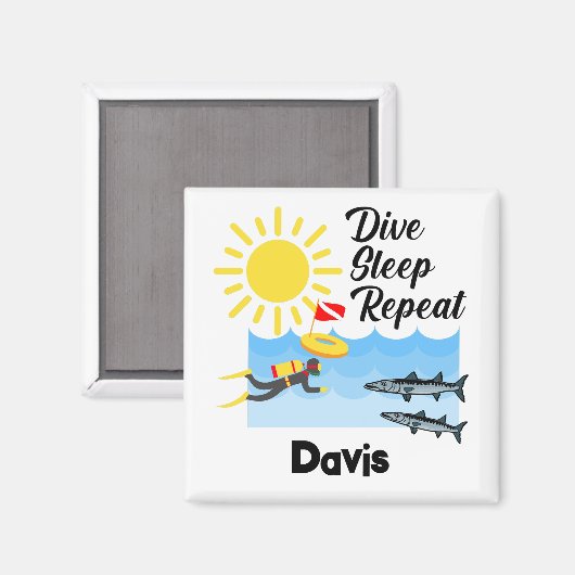 Dive Sleep Herhalingsontwerp - Square Magnet (Voorkant / Achterkant)