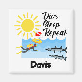 Dive Sleep Herhalingsontwerp - Square Magnet (Voorkant)