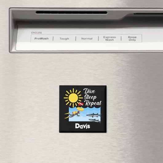 Dive Sleep Herhalingsontwerp - Square Magnet (Insitu (Vaatwasser))