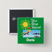 Dive Sleep Herhalingsontwerp - Vierkante Button (Voorkant /achterkant)