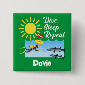 Dive Sleep Herhalingsontwerp - Vierkante Button (Voorkant)