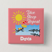 Dive Sleep Herhalingsontwerp - Vierkante Button (Voorkant)