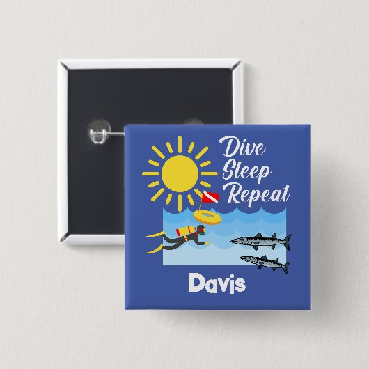 Dive Sleep Herhalingsontwerp - Vierkante Button (Voorkant /achterkant)