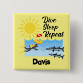 Dive Sleep Herhalingsontwerp - Vierkante Button (Voorkant)