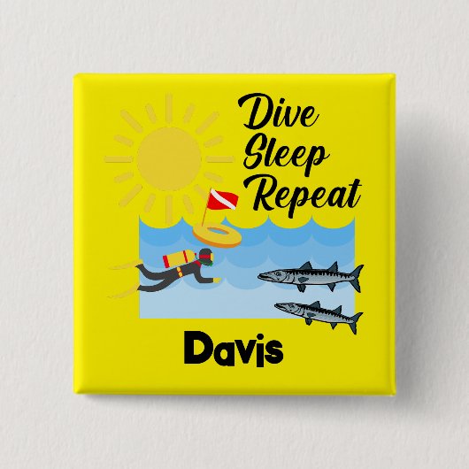 Dive Sleep Herhalingsontwerp - Vierkante Button (Voorkant)