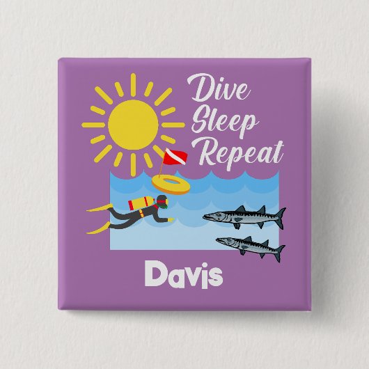 Dive Sleep Herhalingsontwerp - Vierkante Button (Voorkant)