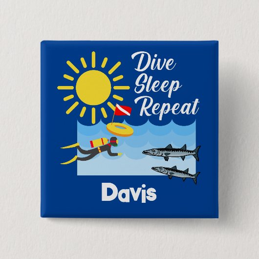 Dive Sleep Herhalingsontwerp - Vierkante Button (Voorkant)
