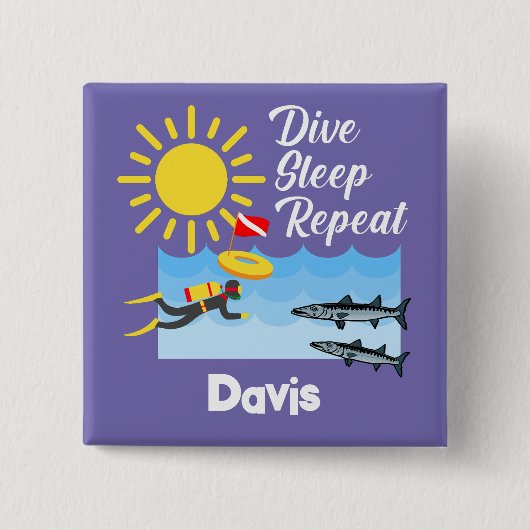 Dive Sleep Herhalingsontwerp - Vierkante Button (Voorkant)