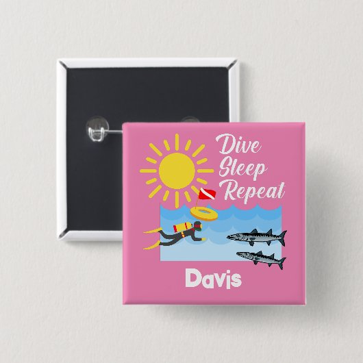 Dive Sleep Herhalingsontwerp - Vierkante Button (Voorkant /achterkant)