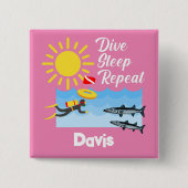 Dive Sleep Herhalingsontwerp - Vierkante Button (Voorkant)