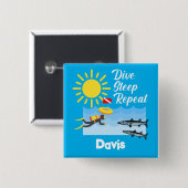 Dive Sleep Herhalingsontwerp - Vierkante Button (Voorkant /achterkant)