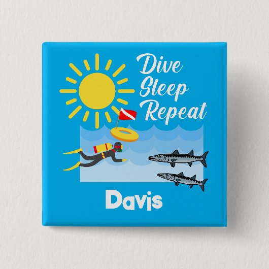 Dive Sleep Herhalingsontwerp - Vierkante Button (Voorkant)