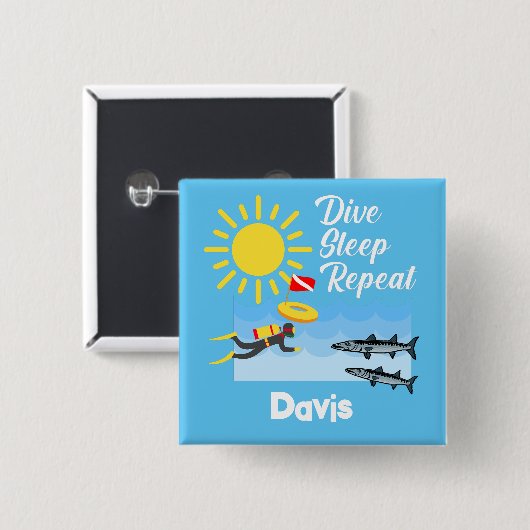 Dive Sleep Herhalingsontwerp - Vierkante Button (Voorkant /achterkant)