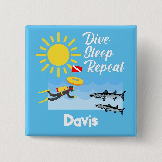 Dive Sleep Herhalingsontwerp - Vierkante Button (Voorkant)