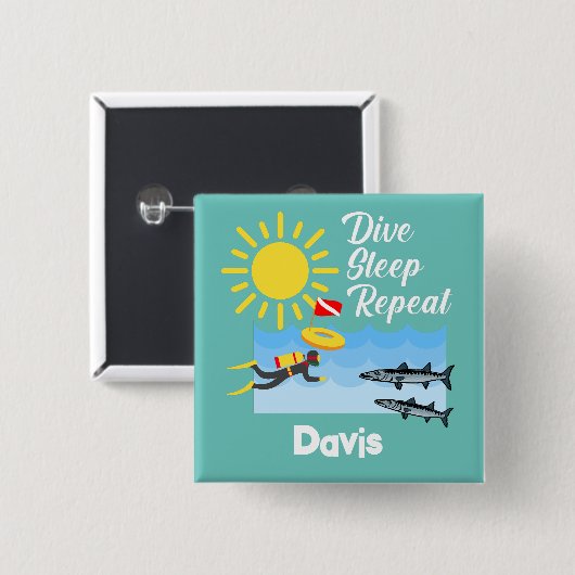 Dive Sleep Herhalingsontwerp - Vierkante Button (Voorkant /achterkant)