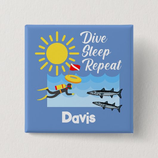 Dive Sleep Herhalingsontwerp - Vierkante Button (Voorkant)