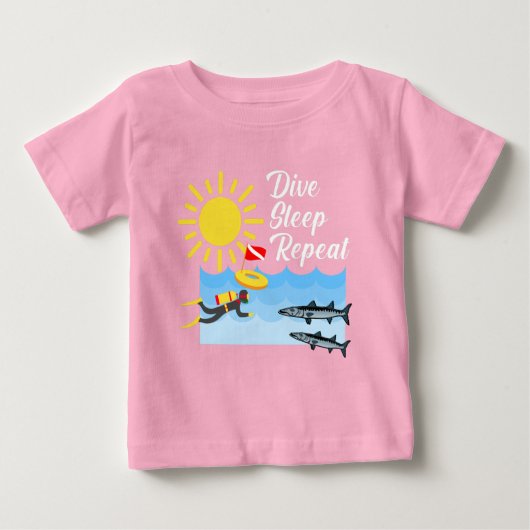 Dive Sleep Repeat Design - Baby Fine Jersey T-Shir (Voorkant)