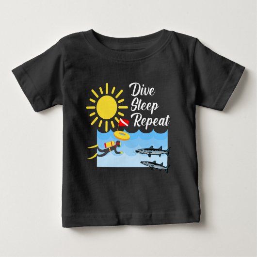 Dive Sleep Repeat Design - Baby Fine Jersey T-Shir (Voorkant)