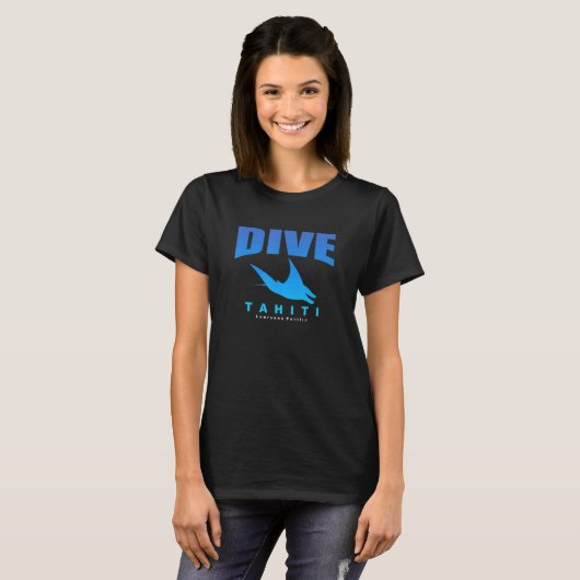 Dive Tahiti scuba die op Tahiti met Manta Rays zwe T-shirt (Voorkant volledig)