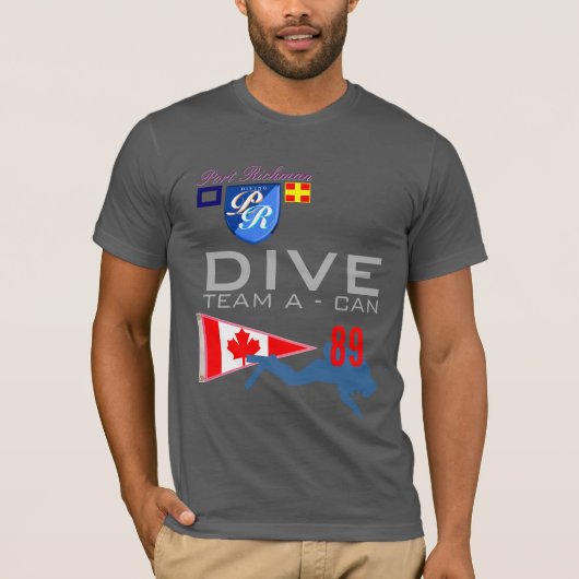 Dive Team A Diving CAN Canada Flag Number 89 T-shirt (Voorkant)