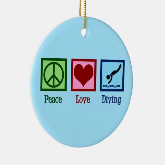 Dive Team Peace Love Diving Keramisch Ornament (Rechts)