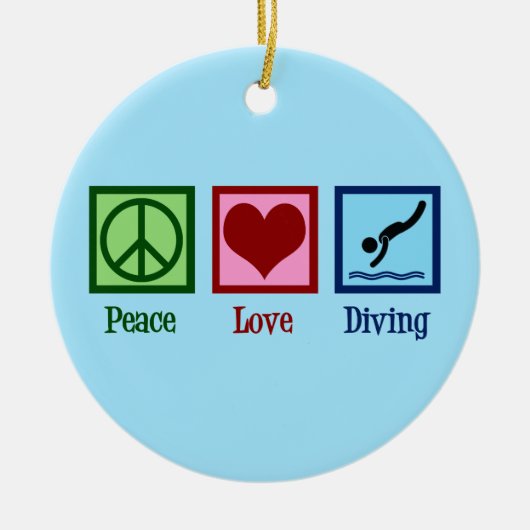 Dive Team Peace Love Diving Keramisch Ornament (Voorkant)