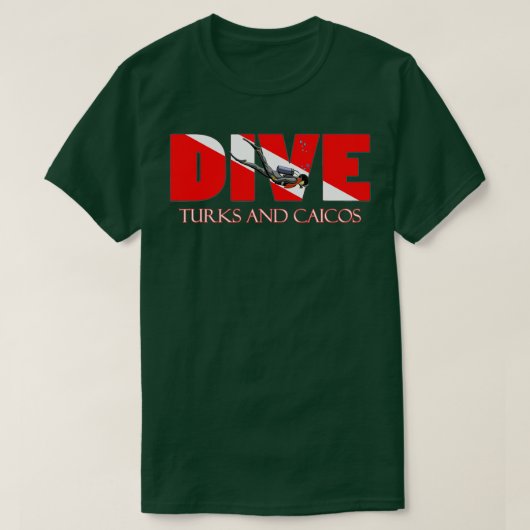 DIVE Turks en Caicos SCUBA duikend Snorkelen T-shirt (Design voorkant)