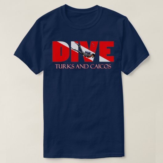DIVE Turks en Caicos SCUBA duikend Snorkelen T-shirt (Design voorkant)