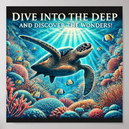 Dive Turtle Poster