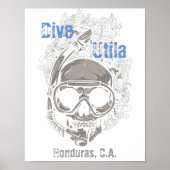 Dive Utila Honduras CA Skull Diver Poster (Voorkant)