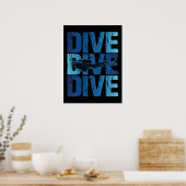 Diveduik - scuba duiker onderwater poster (Keuken)