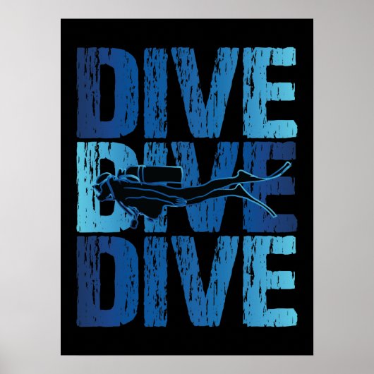Diveduik - scuba duiker onderwater poster (Voorkant)