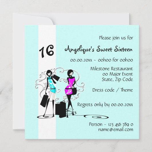 Divemmeisjes, liefje zestien mode model | Blauwe k Kaart (Voorkant)