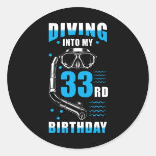 Diver 33rd Birthday Gift Ronde Sticker
