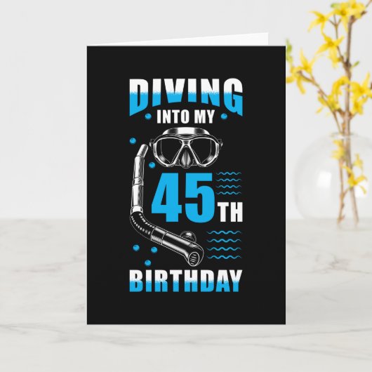 Diver 45th Birthday Gift Kaart (Gele Bloem)