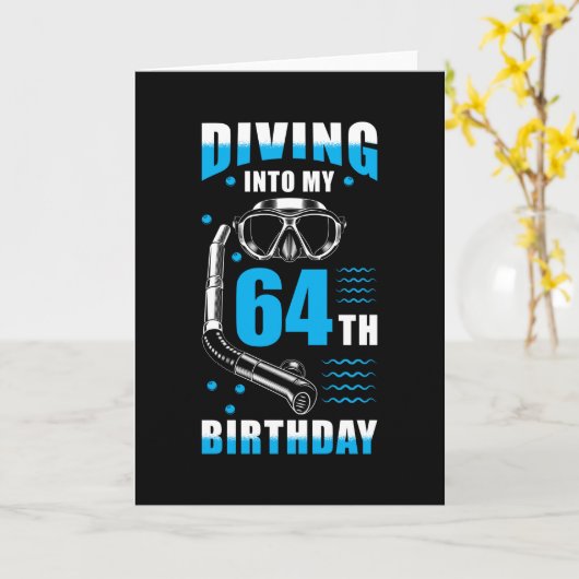 Diver 64th Birthday Gift Kaart (Gele Bloem)