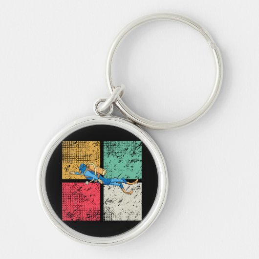 Diver Diving Retro Sleutelhanger (Voorkant)