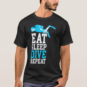 Diver Down Duik Vlag Scuba Duiken Eten Slapen Herh T-shirt