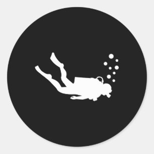 Diver duikende scuba ronde sticker