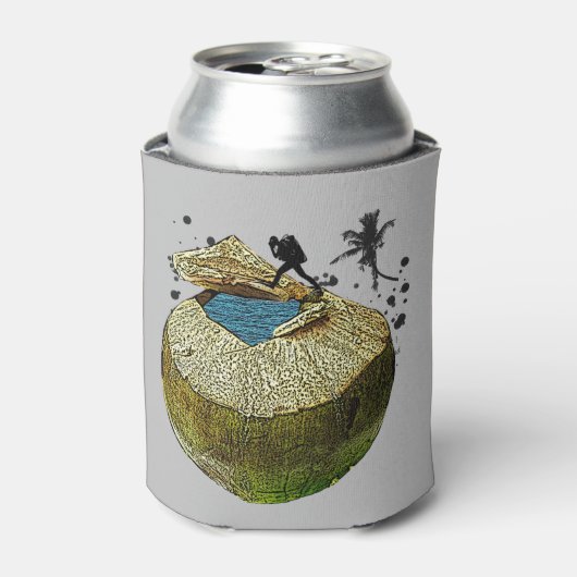 Diver duikt in kosnoot blikjeskoeler (Blikje Voorkant)