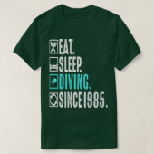 Diver Eat Sleep Diving Herhaal sinds 1985 Gift T-shirt (Design voorkant)