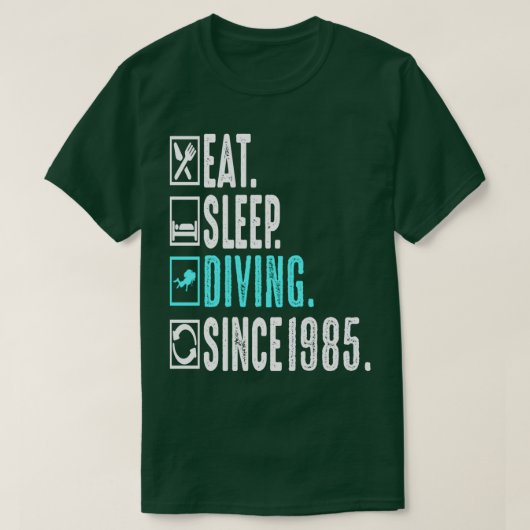 Diver Eat Sleep Diving Herhaal sinds 1985 Gift T-shirt (Design voorkant)
