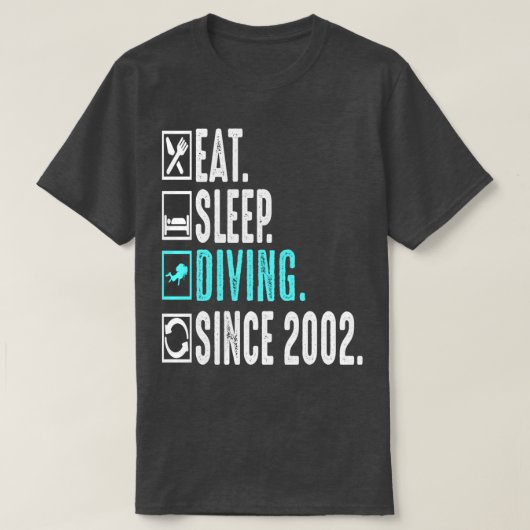 Diver Eat Sleep Diving Herhaal sinds 2002 Gift T-shirt (Design voorkant)