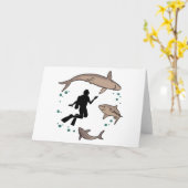 Diver en haaien kaart (Gele Bloem)