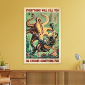 Diver en octopus alles zal je Canvas doden Afdruk (Insitu (Woonkamer))