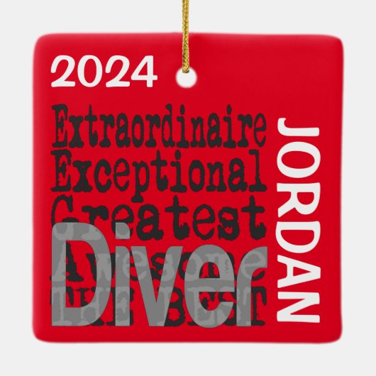 Diver Extraordinaire CUSTOM Keramisch Ornament (Achterkant)