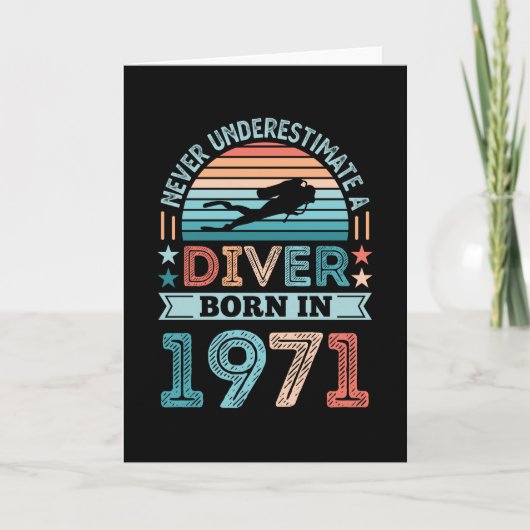 Diver, geboren in 1971 50th Birthday Diving Gift D Kaart (Voorkant)
