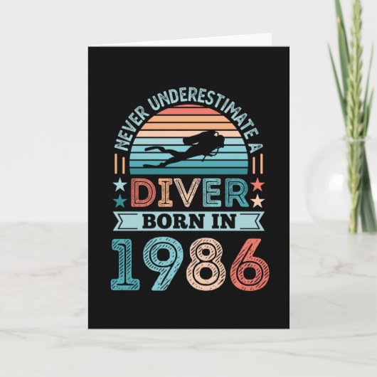 Diver, geboren in 1986 40th Birthday Diving Gift D Kaart (Voorkant)
